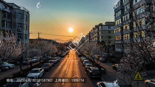 中國(guó)長(zhǎng)春市城區(qū)初春晨景