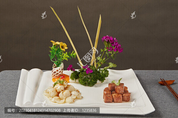 雪花牛肉拼桂花百合
