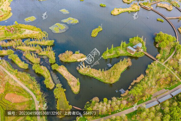 航拍云南昆明滇池斗南濕地公園