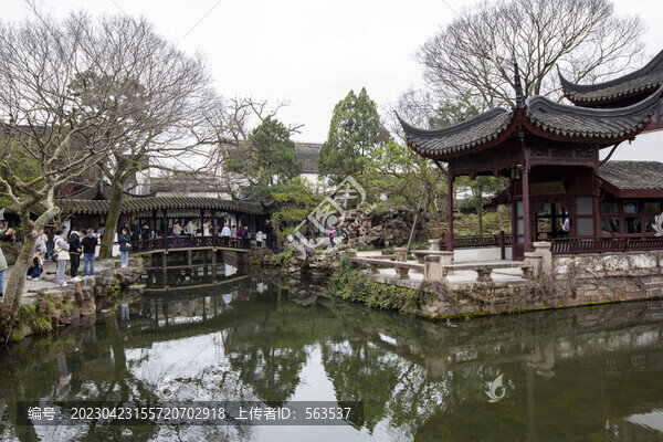 蘇州掘政園古典園林風光
