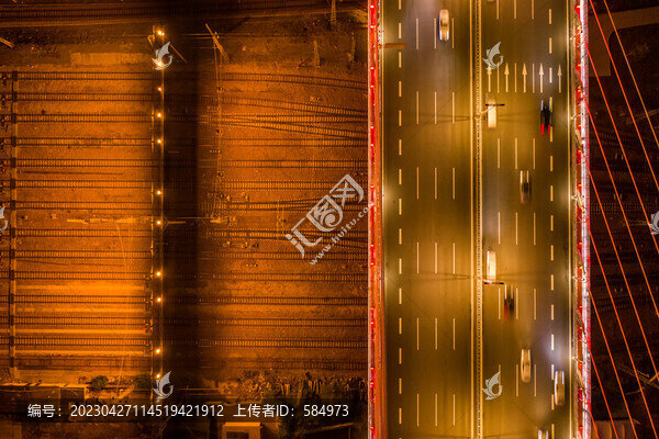 航拍鄭州農業(yè)路大橋夜景燈光秀