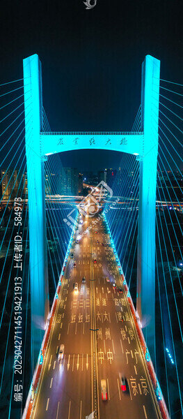 航拍鄭州農(nóng)業(yè)路大橋夜景燈光秀