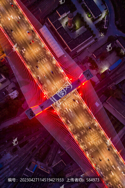航拍鄭州農業(yè)路大橋夜景燈光秀