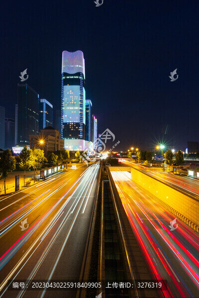 浙江義烏城市夜景車流