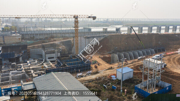 航拍淮南引江濟(jì)淮航道工程工地