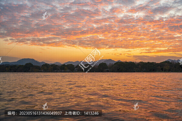 杭州西湖日落晚霞