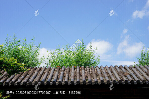 藍天瓦墻