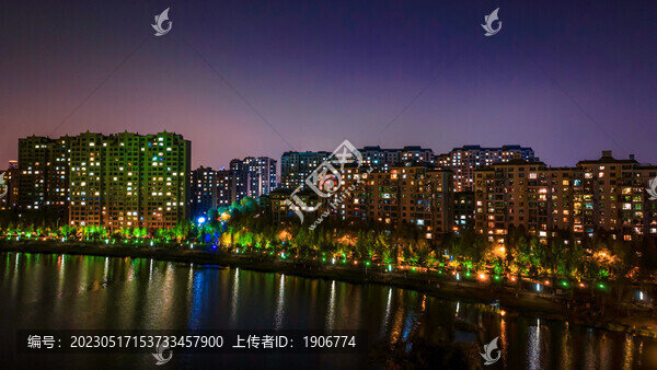 夏季的長春南溪濕地公園夜景