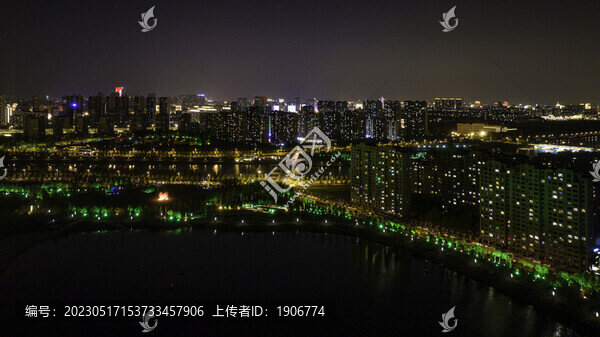 夏季的長春南溪濕地公園夜景