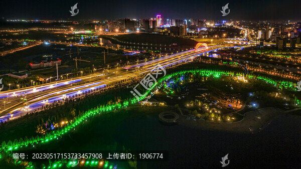 夏季的長春南溪濕地公園夜景