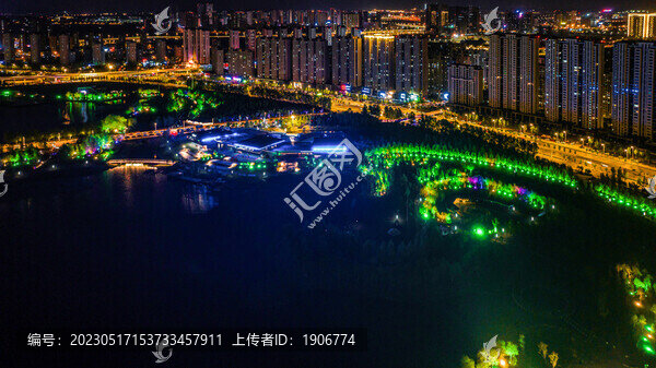 夏季的長春南溪濕地公園夜景