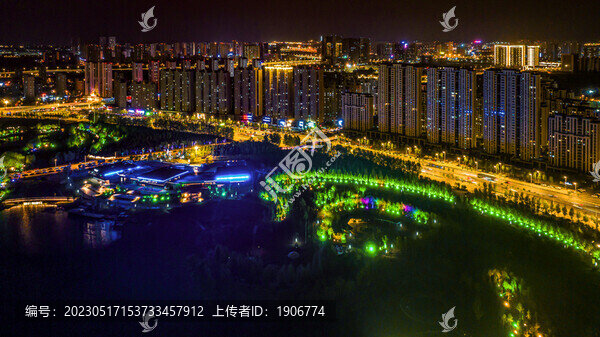 夏季的長春南溪濕地公園夜景