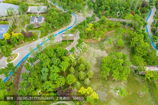 航拍城市公園園林綠化植被景觀