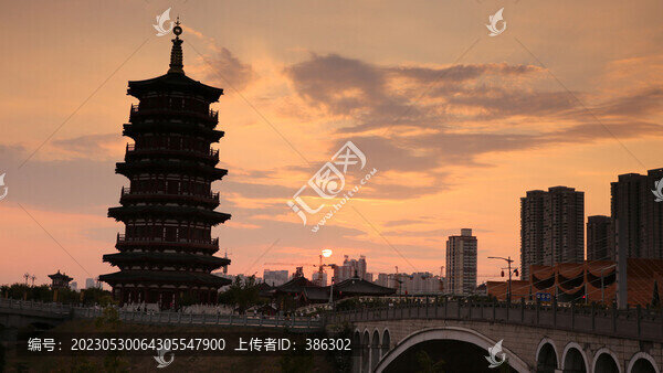 洛陽朱櫻塔夕陽