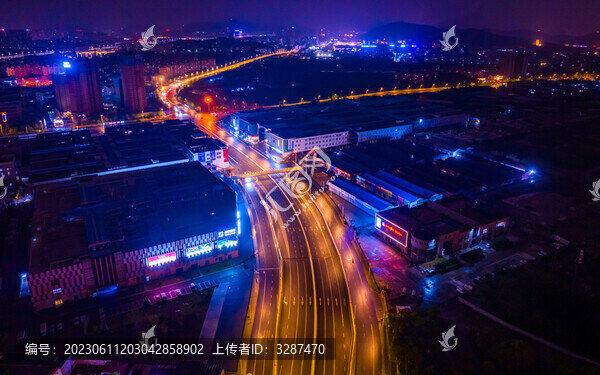 城市道路夜景航拍