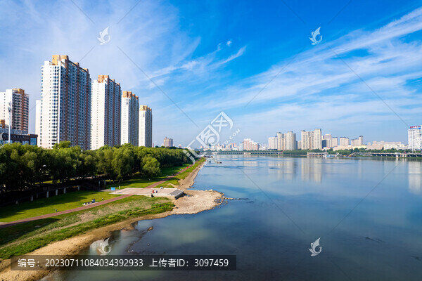 吉林市城市風(fēng)光松花江航拍