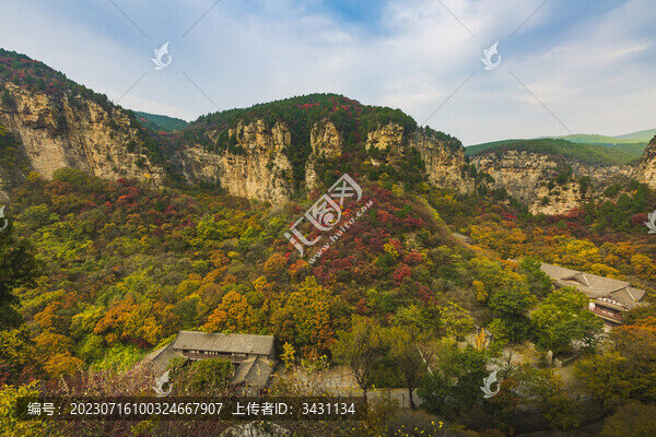 山東濟(jì)南龍洞景區(qū)秋天秋色航拍