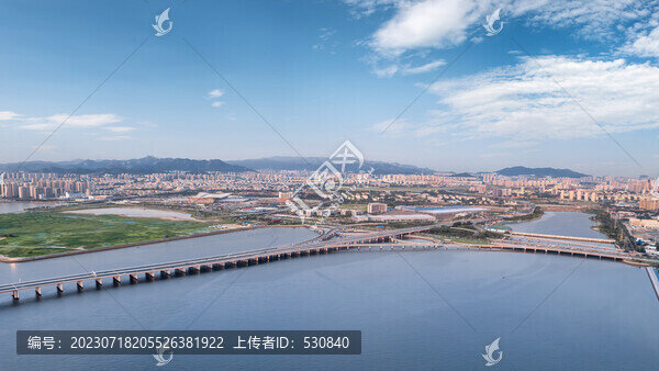 青島膠州灣大橋海岸線風景