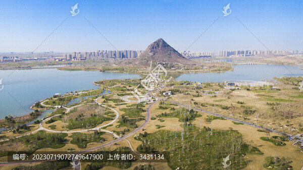 山東濟(jì)南華山湖春天航拍
