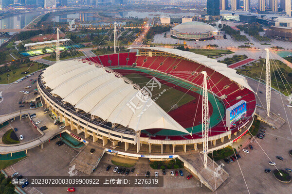 浙江義烏體育館建筑風光俯拍