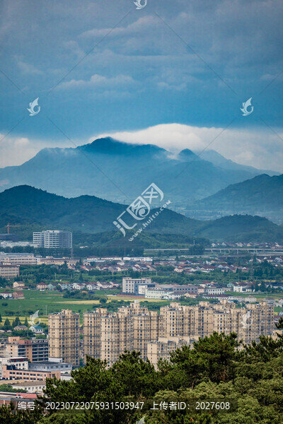 夏季雨后的余姚城市風光