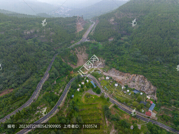 航拍濟南金剛纂村盤山公路
