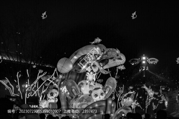 大唐不夜城黑白照片