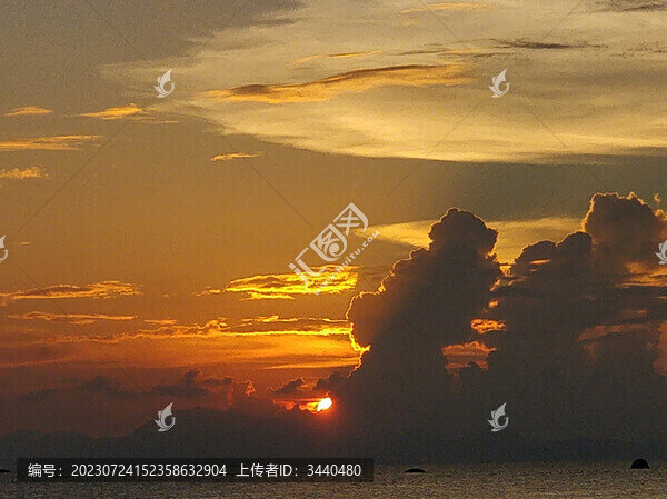 海邊夕陽落日余暉黃色色背景