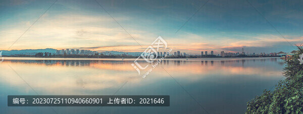 湖泊日落晚霞自然風(fēng)景