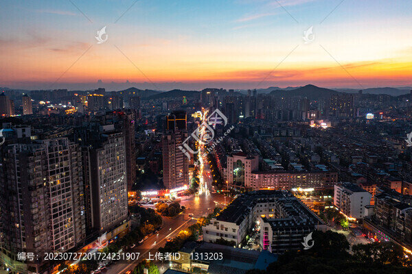 航拍湖南郴州城市夜景風(fēng)光