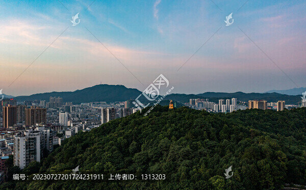 航拍湖南郴州城市夜景風光
