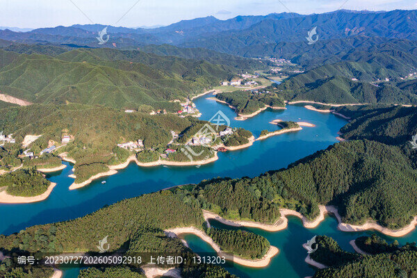 航拍湖南衡陽常寧市常寧天湖