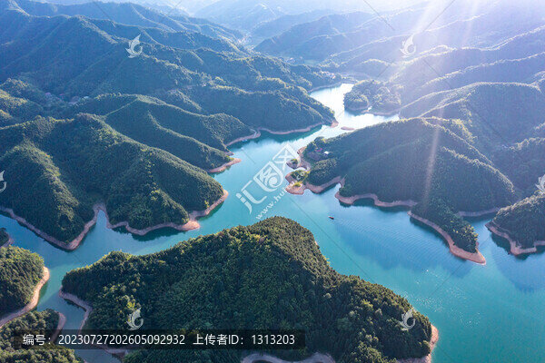 航拍湖南衡陽常寧市常寧天湖