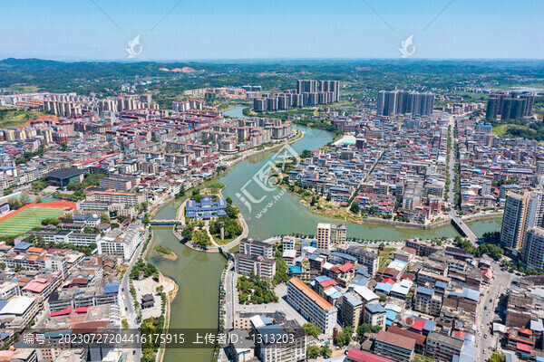 航拍湖南衡陽常寧市城市風光