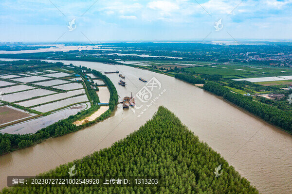 航拍湖南沅江南洞庭湖景觀