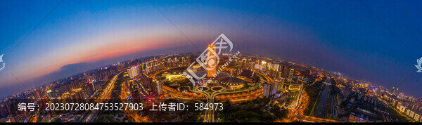 航拍鄭州大玉米樓千璽廣場夜景