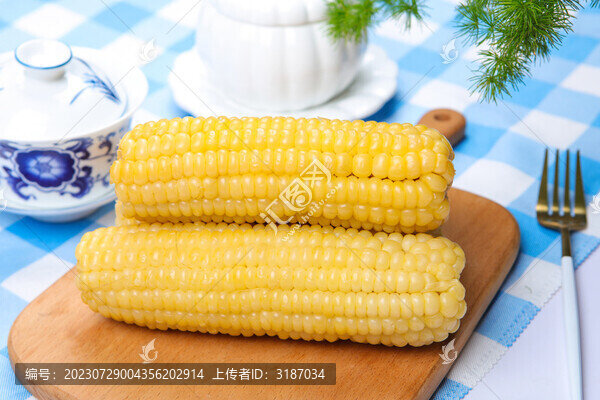 低脂的煮白玉米