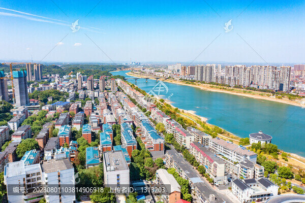 航拍湖南益陽市城市風(fēng)光