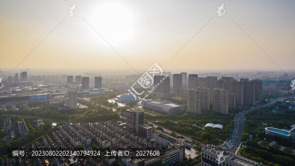 浙江海寧市城市風(fēng)光航拍