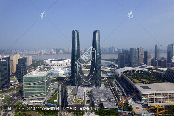 杭州奧體中心航拍城市風(fēng)光