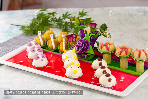 點(diǎn)心甜點(diǎn)拼盤榴蓮酥豬豬包