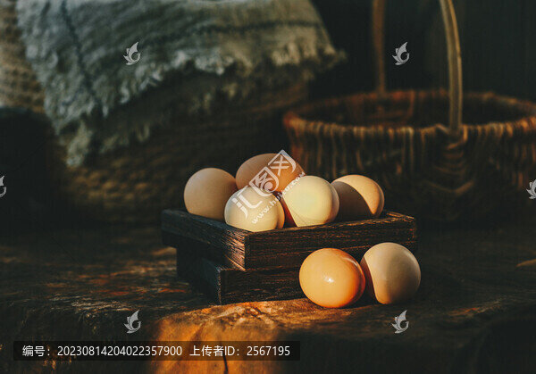 棚內(nèi)拍攝暗色調(diào)一籃子雞蛋