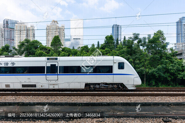 行駛白色的和諧號(hào)動(dòng)車