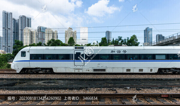 行駛白色的和諧號動車