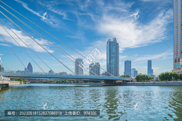 天津城市建筑和海河和橋梁