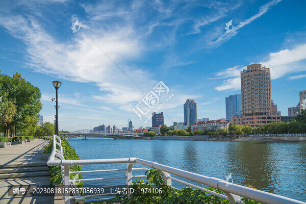 天津城市建筑和海河和橋梁