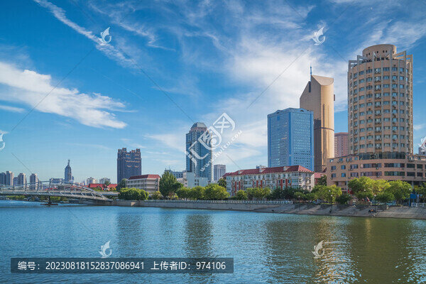 天津城市建筑和海河和橋梁