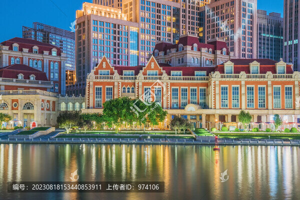 天津城市建筑和海河和橋梁