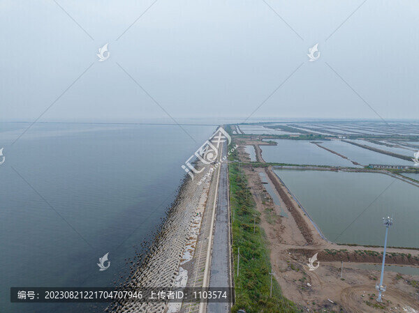 航拍東營(yíng)孤東海堤