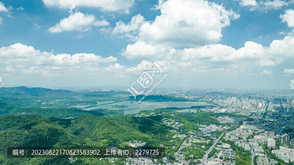 杭州城市西湖航拍全景